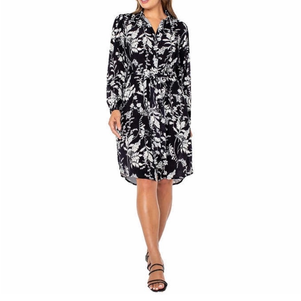 🎉 HP ⭐️ Firm Price ⭐️ Well Worn Womens' Crepe Dress Long Sleeve Tie Belt Medium